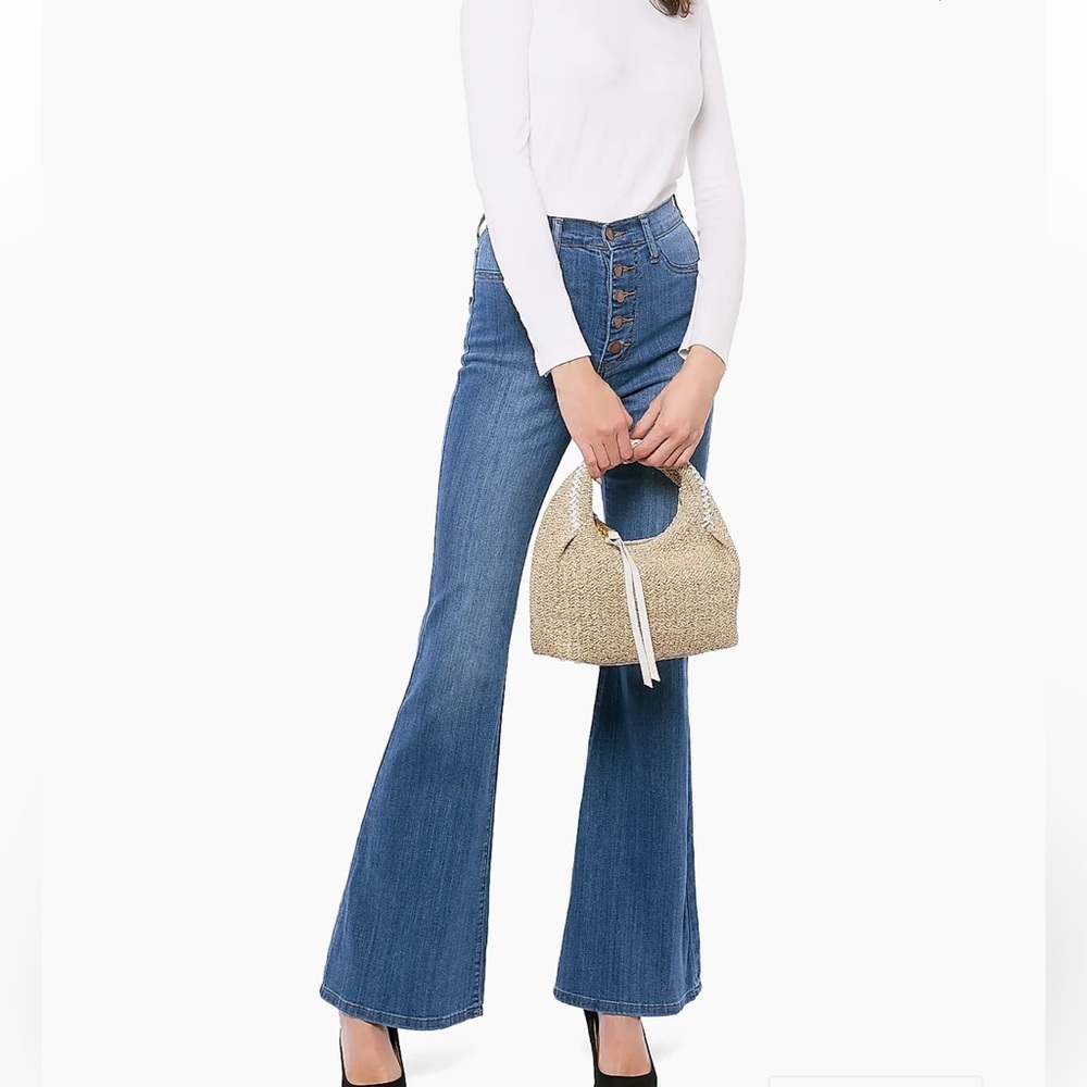 Aimee Kestenberg Natural Straw Shoulder Bag with White Trim - Picture 2 of 16